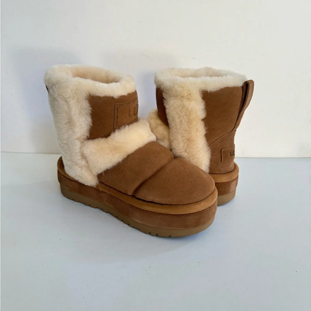 UGG CLASSIC CHILLAPEAK CHESTNUT SPILL SEAMS PLATFORM BOOTS US 11 / EU 42 / UK 9